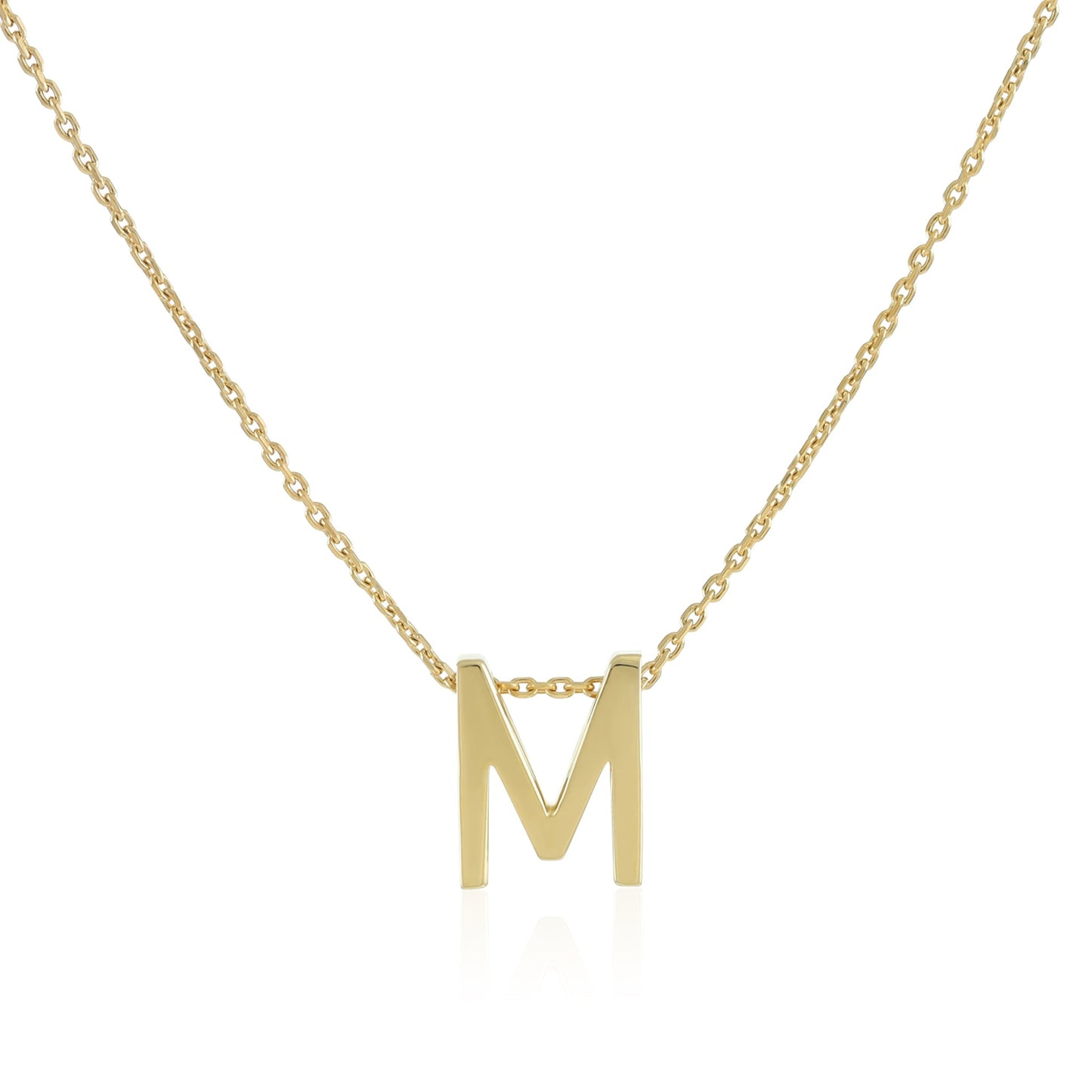 18ct 1 micron gold plated Initial M Necklace PSJCNP - MG - FJewellery