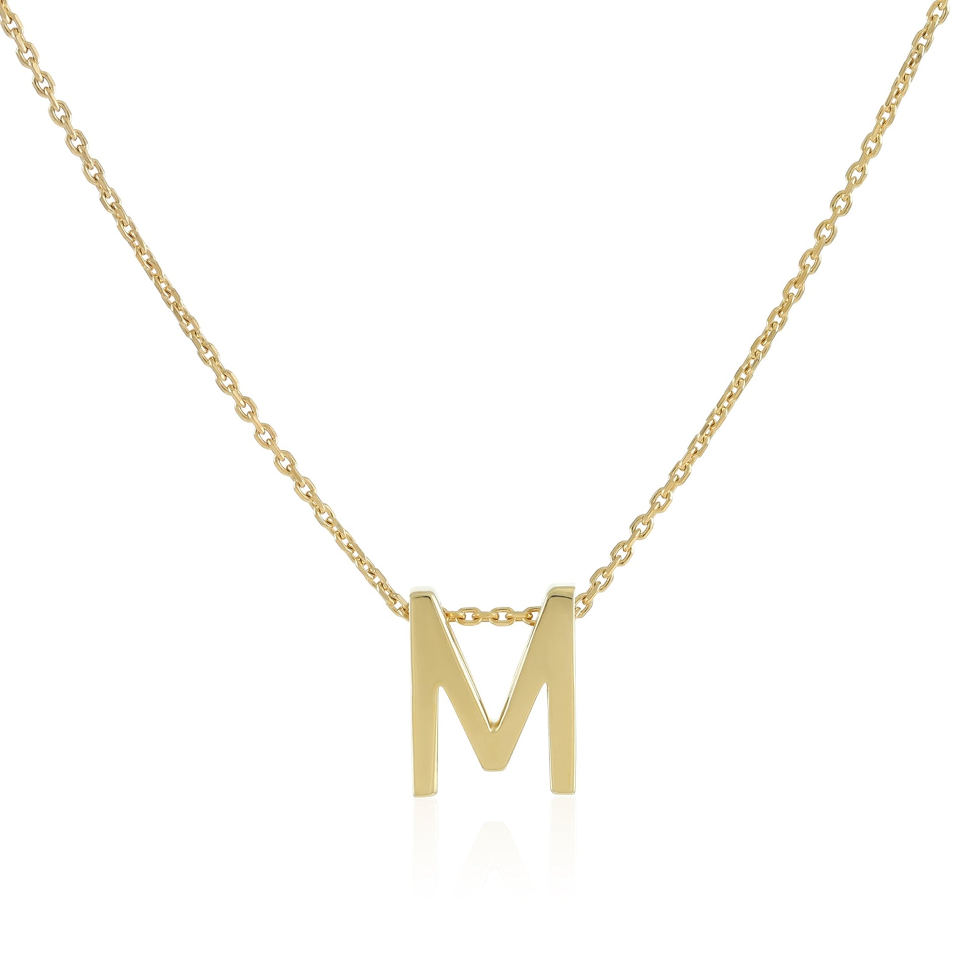 18ct 1 micron gold plated Initial M Necklace PSJCNP - MG - FJewellery