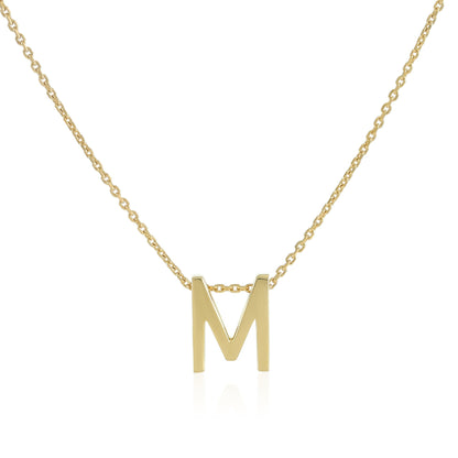 18ct 1 micron gold plated Initial M Necklace PSJCNP - MG - FJewellery