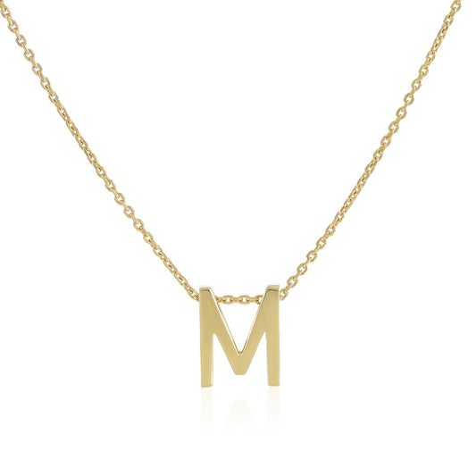 18ct 1 micron gold plated Initial M Necklace PSJCNP - MG - FJewellery