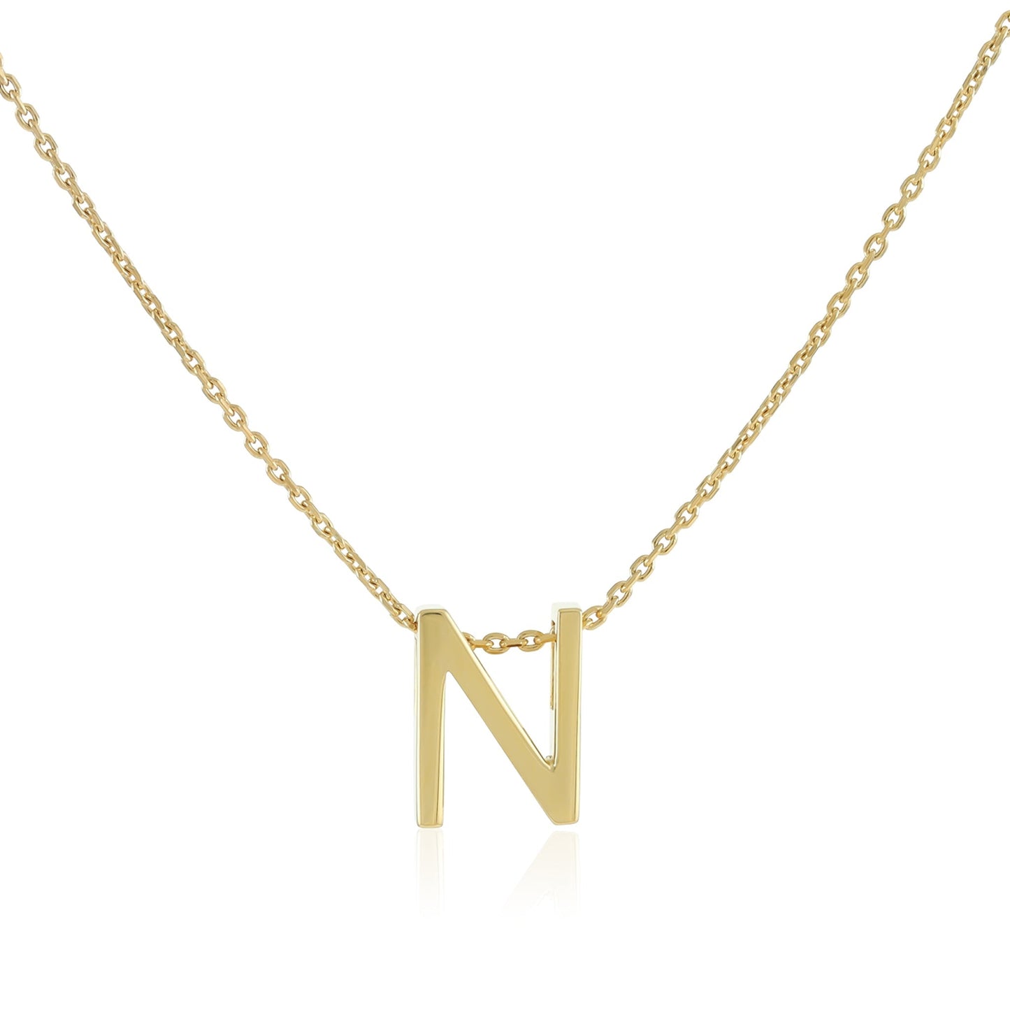 18ct 1 micron gold plated Initial N Necklace PSJCNP - NG - FJewellery
