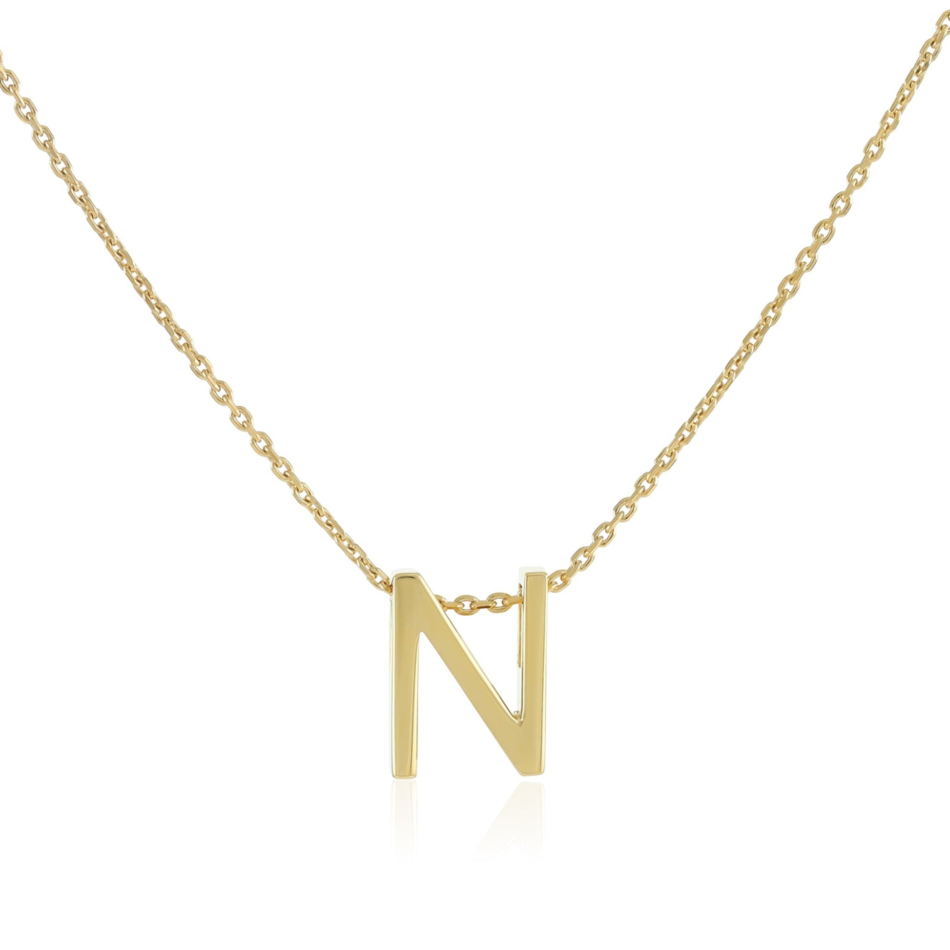 18ct 1 micron gold plated Initial N Necklace PSJCNP - NG - FJewellery