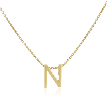 18ct 1 micron gold plated Initial N Necklace PSJCNP - NG - FJewellery