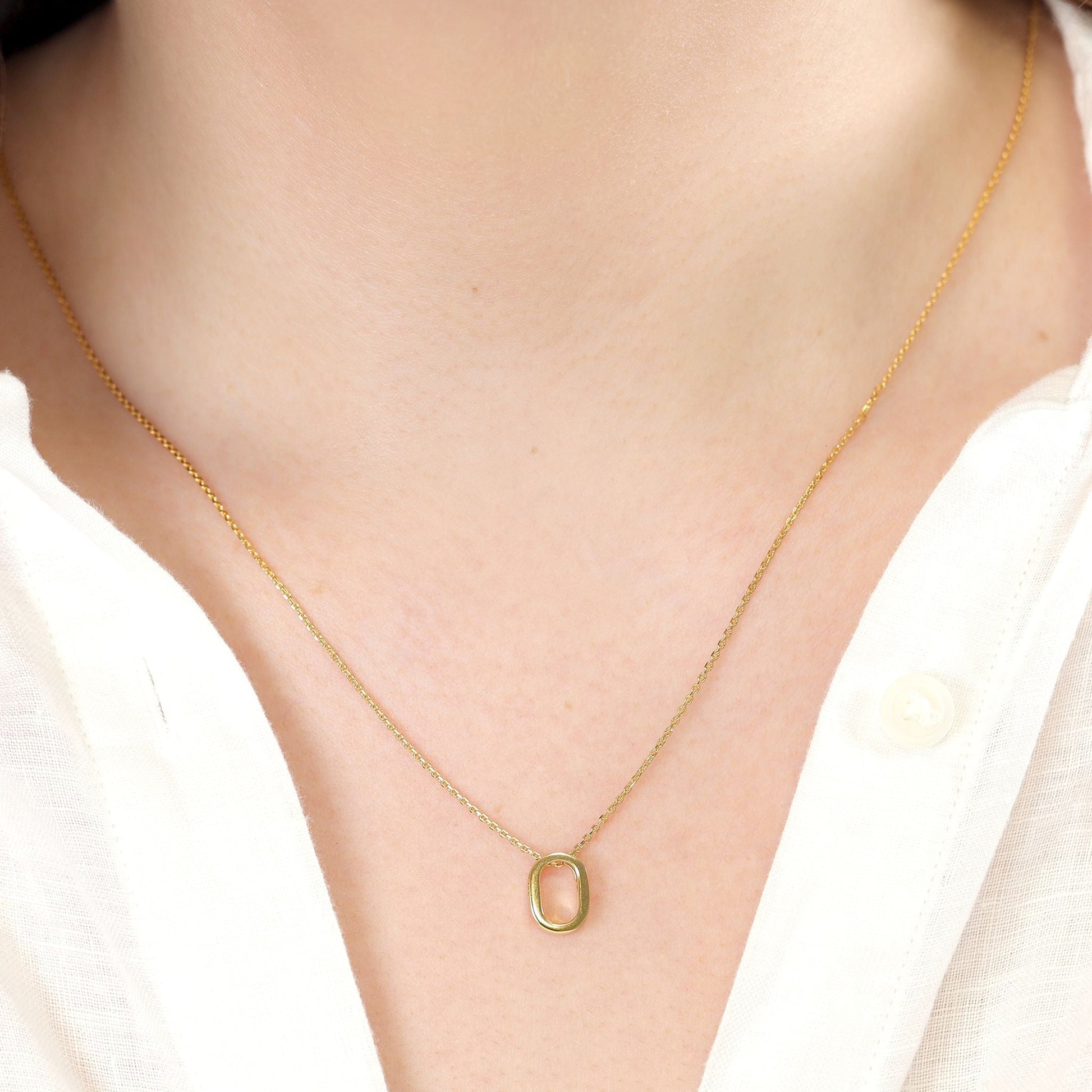 18ct 1 micron Gold plated Initial O Necklace PSJCNP - OG - FJewellery