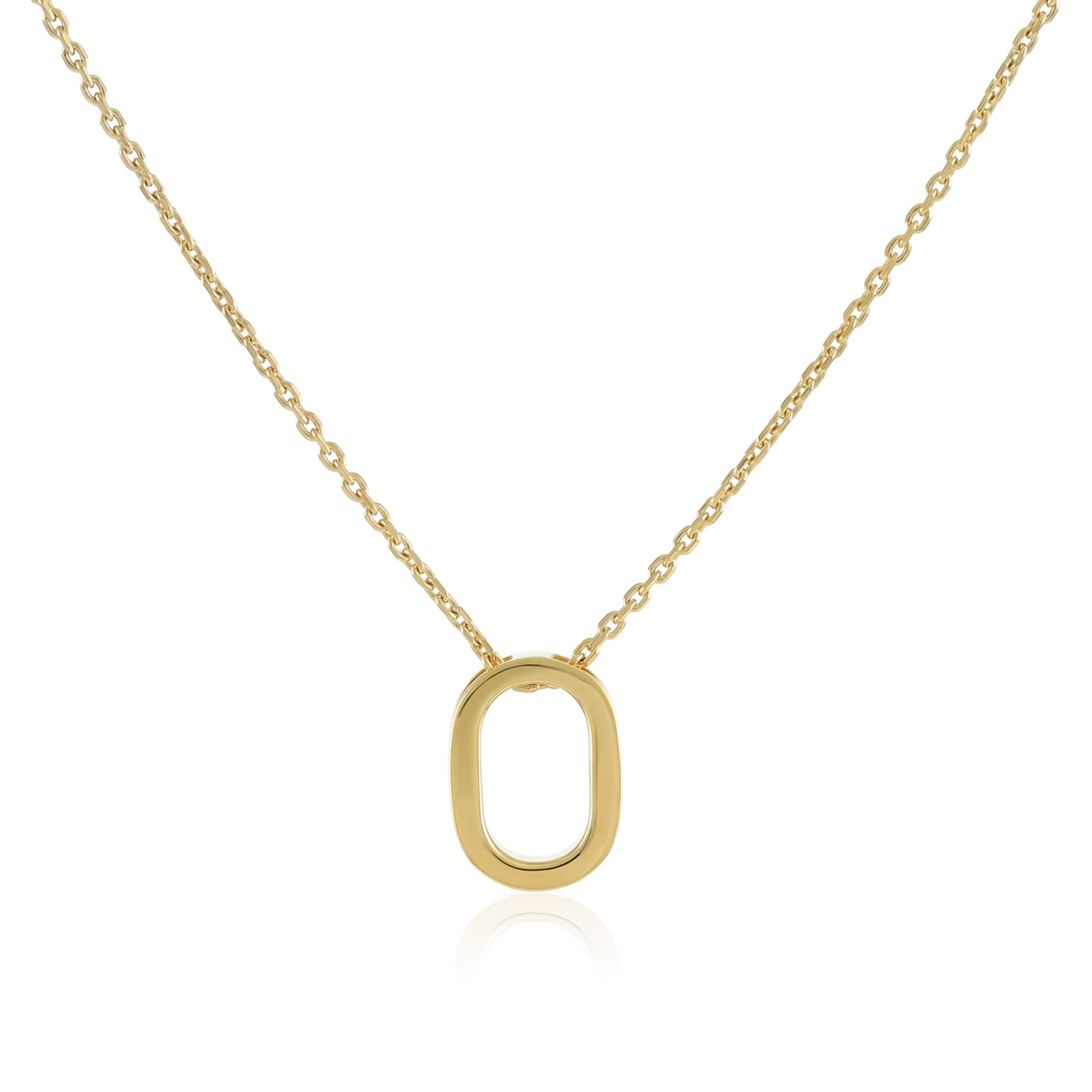 18ct 1 micron Gold plated Initial O Necklace PSJCNP - OG - FJewellery