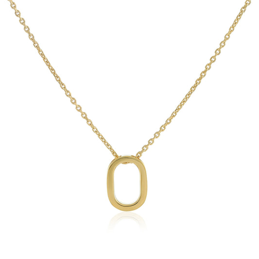18ct 1 micron Gold plated Initial O Necklace PSJCNP - OG - FJewellery
