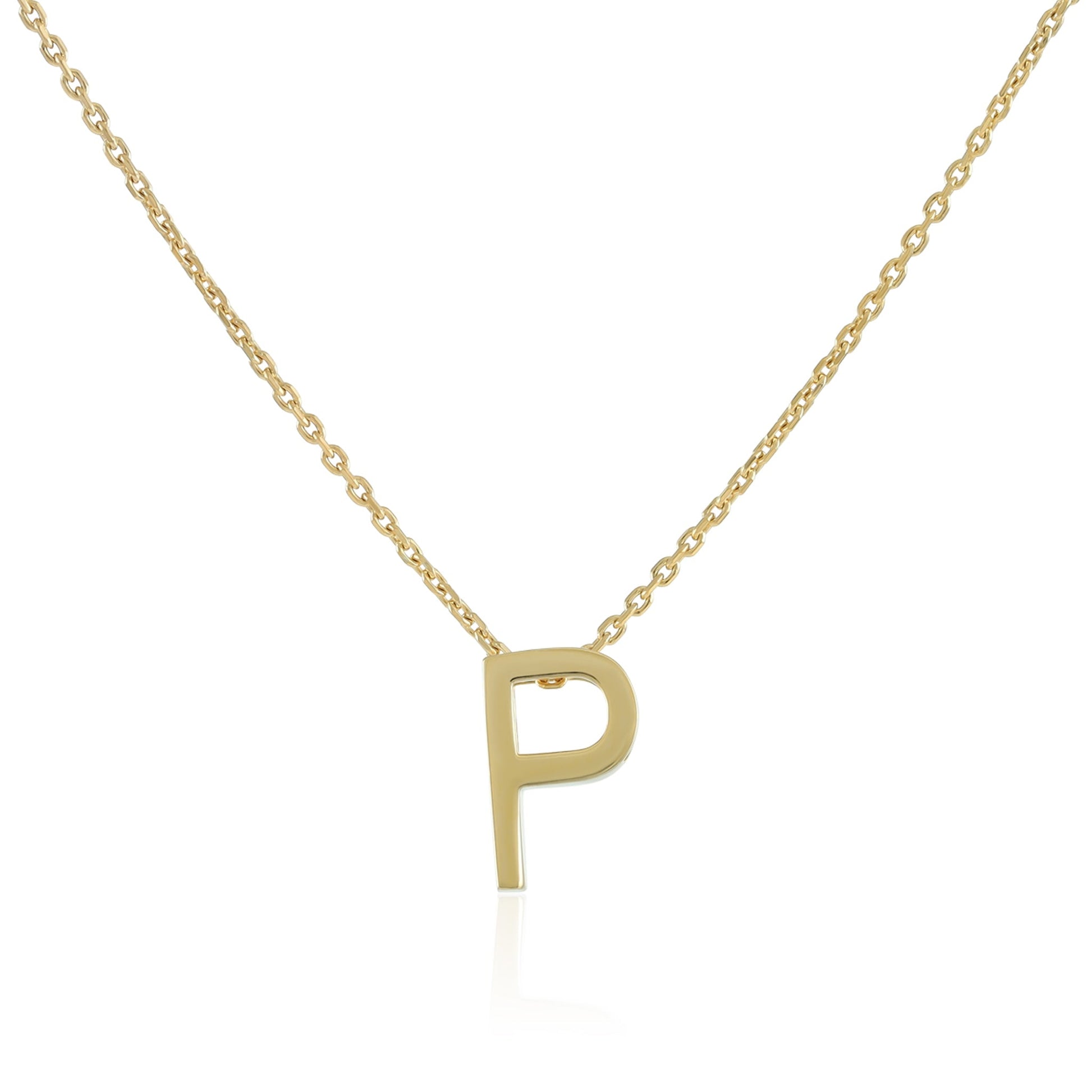 18ct 1 micron gold plated Initial P Necklace PSJCNP - PG - FJewellery