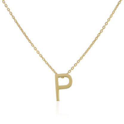 18ct 1 micron gold plated Initial P Necklace PSJCNP - PG - FJewellery