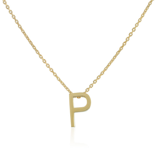 18ct 1 micron gold plated Initial P Necklace PSJCNP - PG - FJewellery