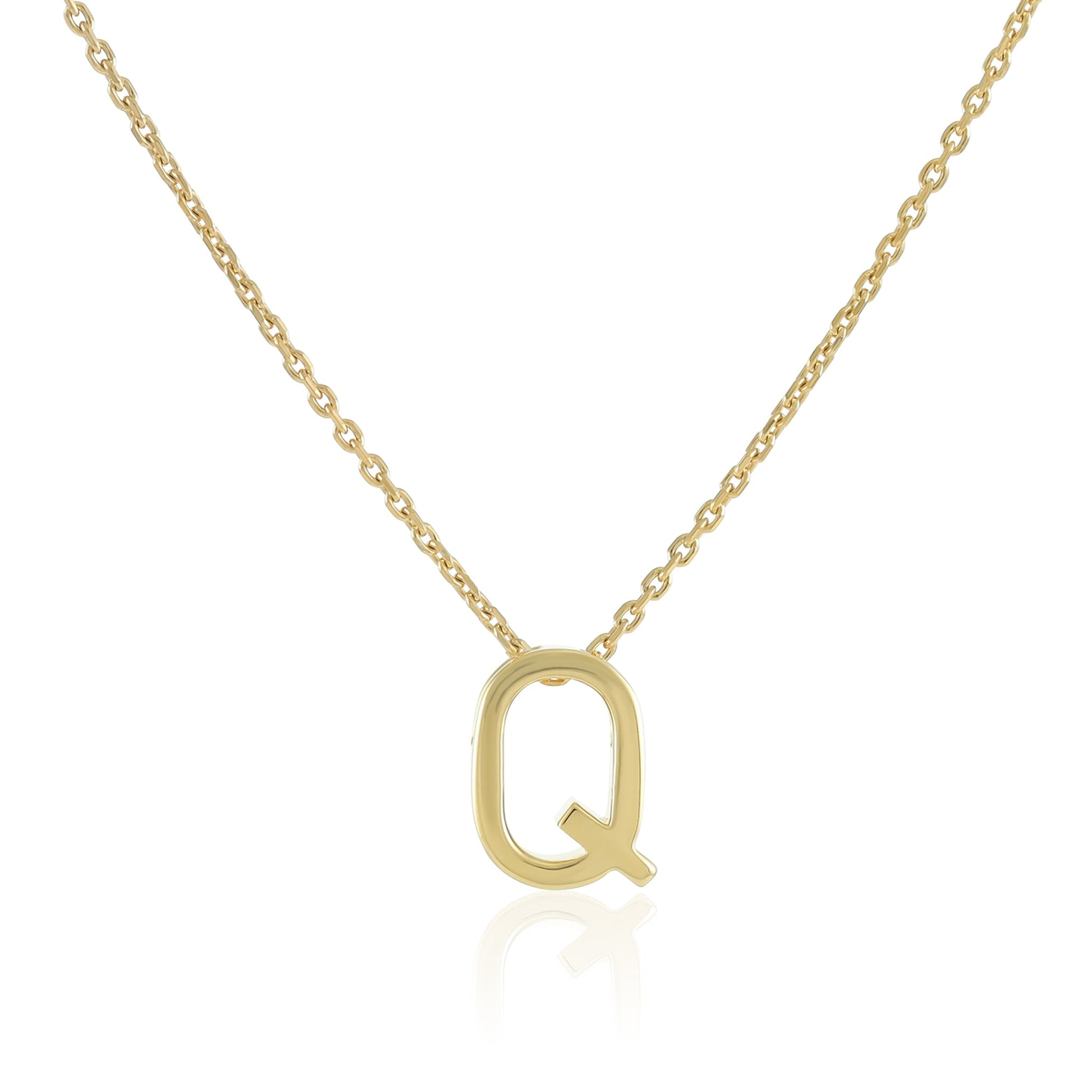 18ct 1 micron gold plated Initial Q Necklace PSJCNP - QG - FJewellery