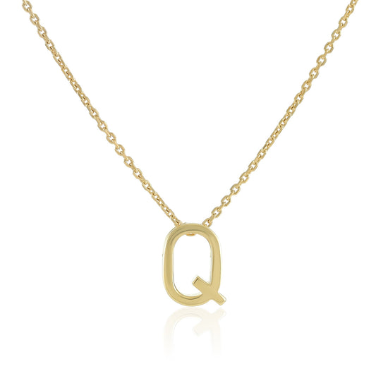 18ct 1 micron gold plated Initial Q Necklace PSJCNP - QG - FJewellery