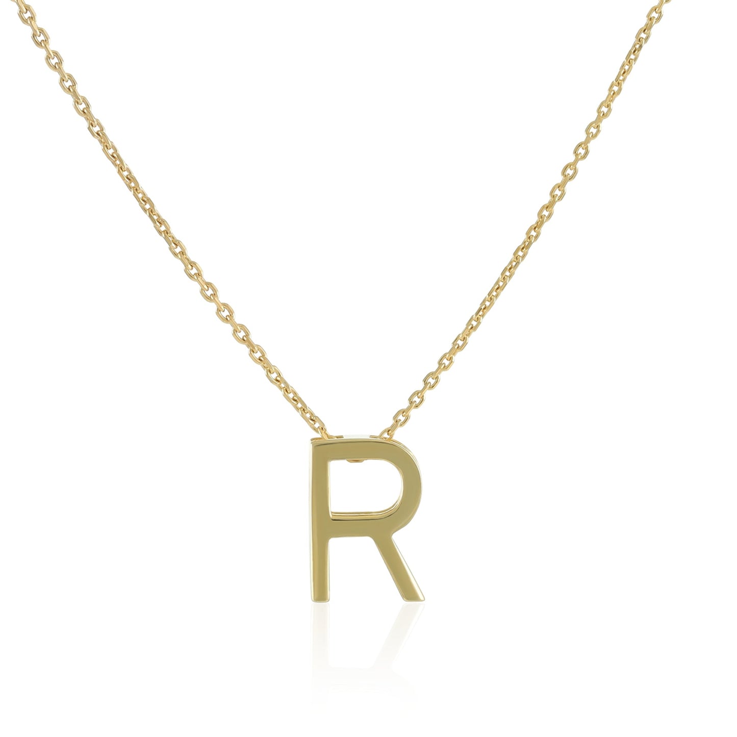 18ct 1 micron gold plated Initial R Necklace PSJCNP - RG - FJewellery