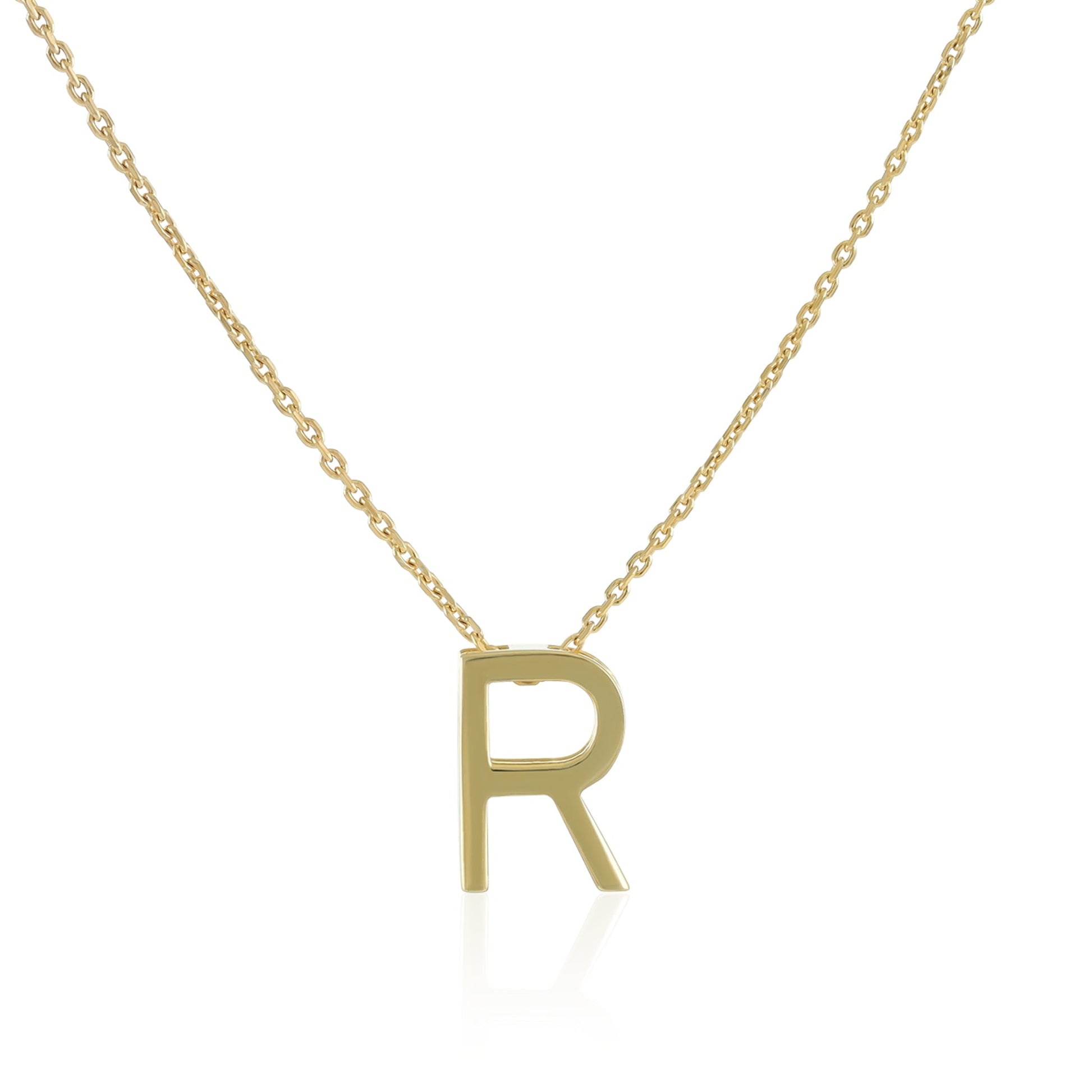 18ct 1 micron gold plated Initial R Necklace PSJCNP - RG - FJewellery