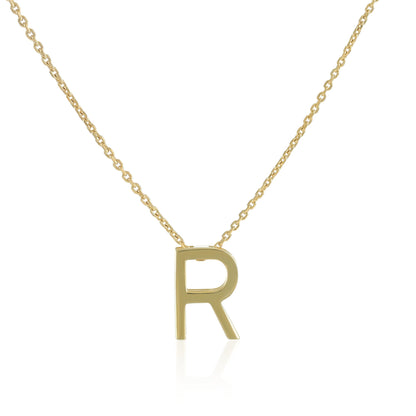 18ct 1 micron gold plated Initial R Necklace PSJCNP - RG - FJewellery