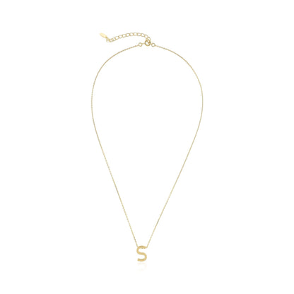 18ct 1 micron gold plated Initial S Necklace PSJCNP - SG - FJewellery