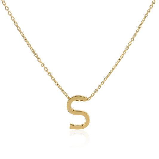 18ct 1 micron gold plated Initial S Necklace PSJCNP - SG - FJewellery