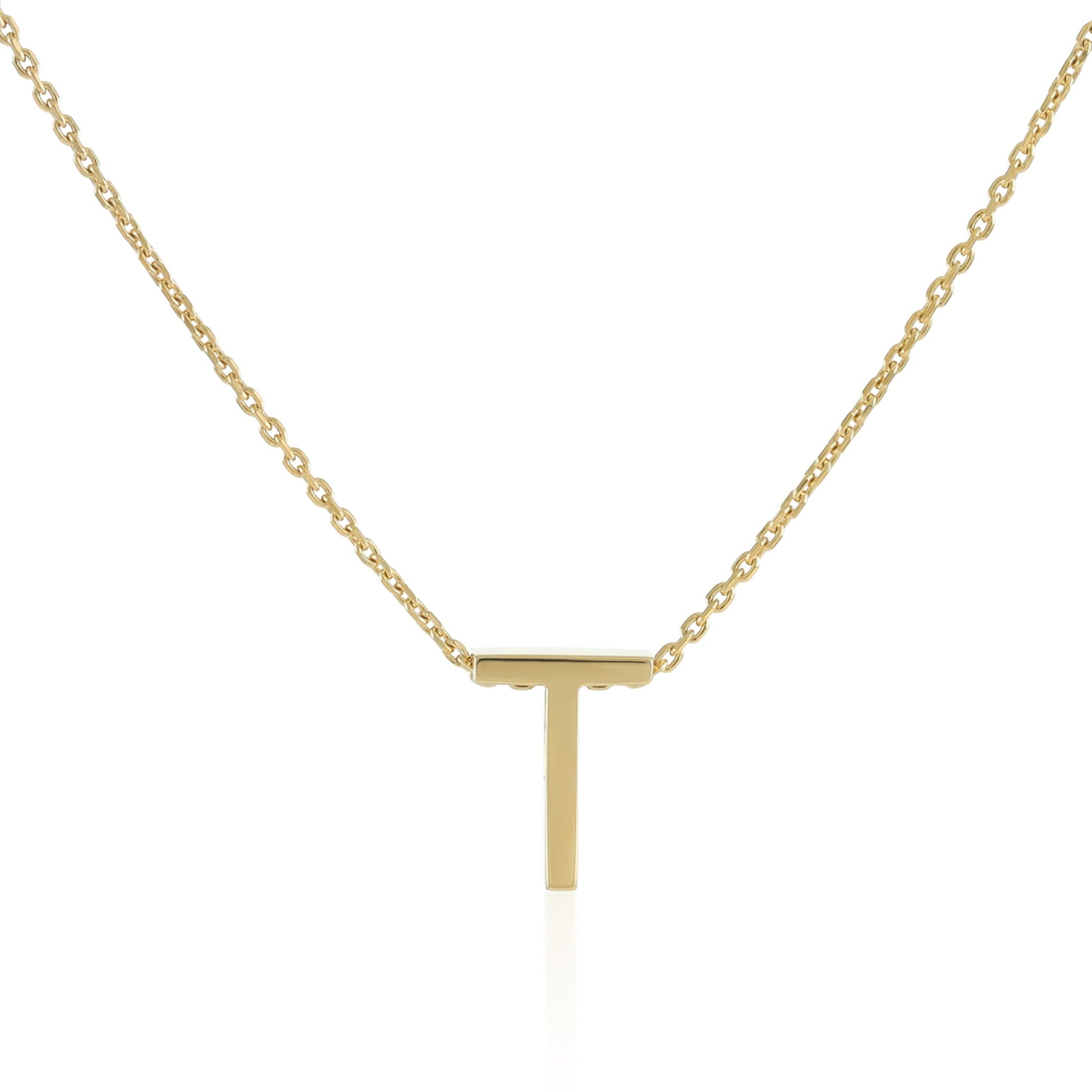 18ct 1 micron gold plated Initial T Necklace PSJCNP - TG - FJewellery