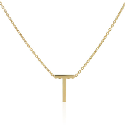 18ct 1 micron gold plated Initial T Necklace PSJCNP - TG - FJewellery