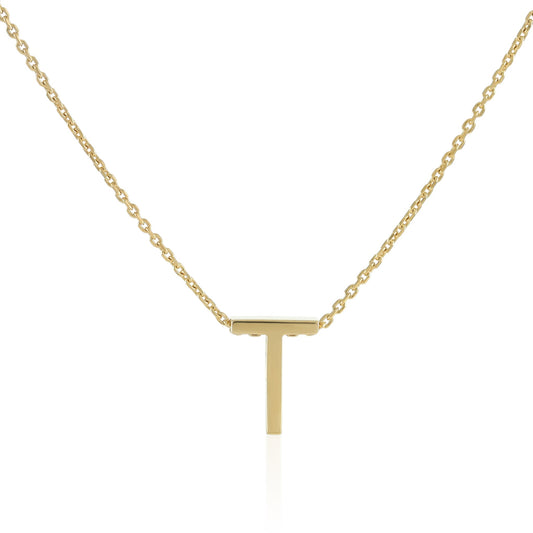 18ct 1 micron gold plated Initial T Necklace PSJCNP - TG - FJewellery