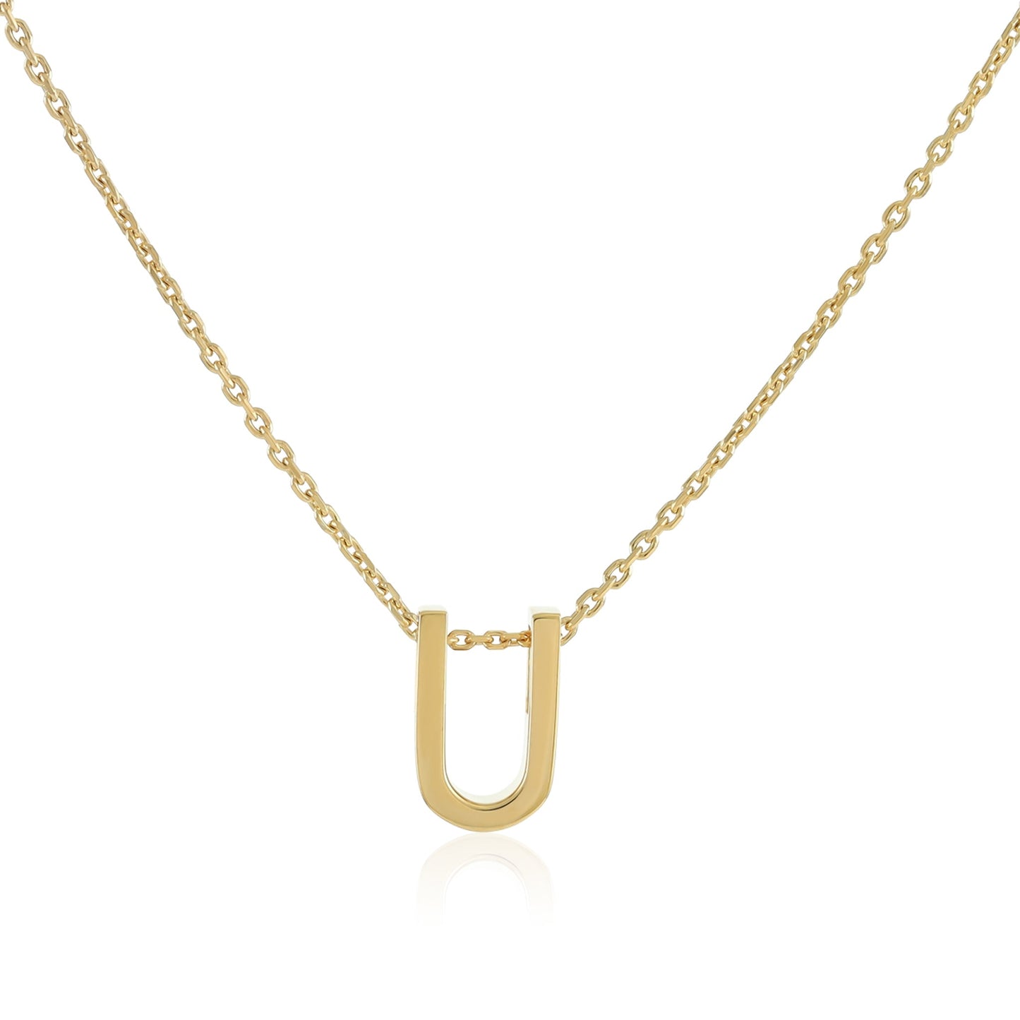 18ct 1 micron gold plated Initial U Necklace PSJCNP - UG - FJewellery