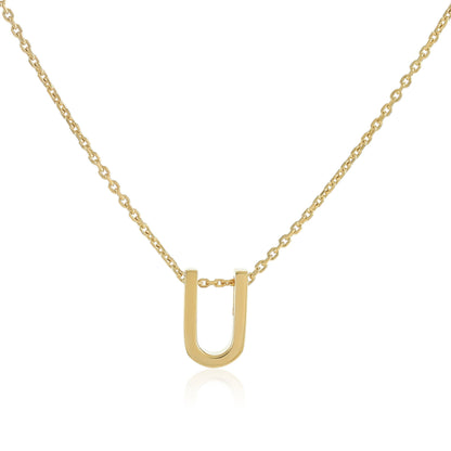 18ct 1 micron gold plated Initial U Necklace PSJCNP - UG - FJewellery