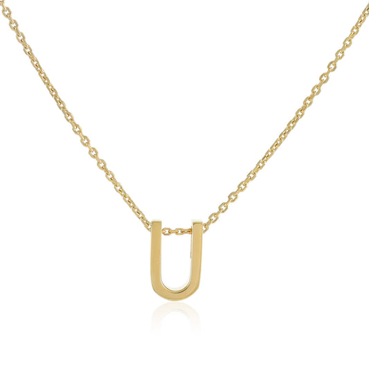 18ct 1 micron gold plated Initial U Necklace PSJCNP - UG - FJewellery