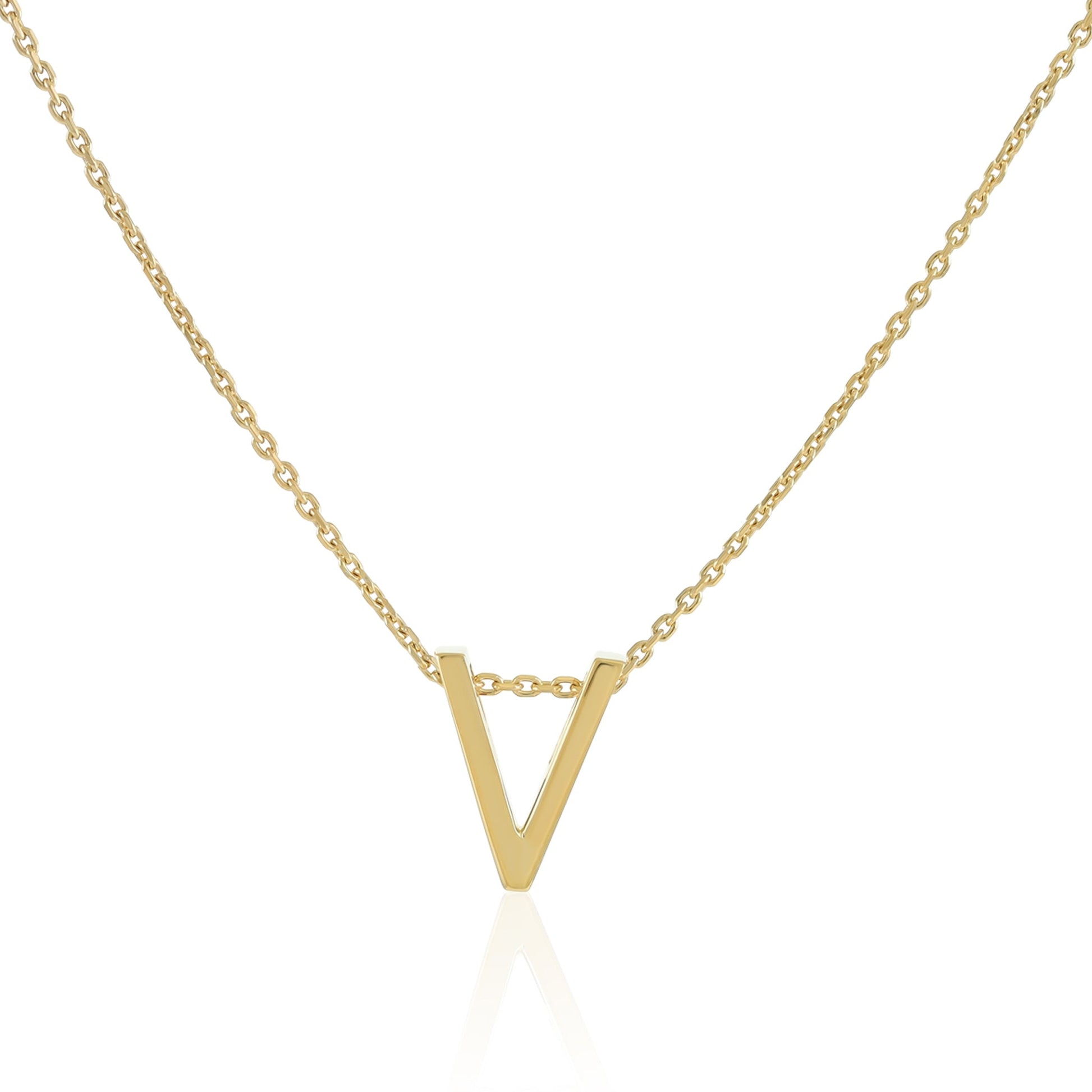 18ct 1 micron gold plated Initial V Necklace PSJCNP - VG - FJewellery