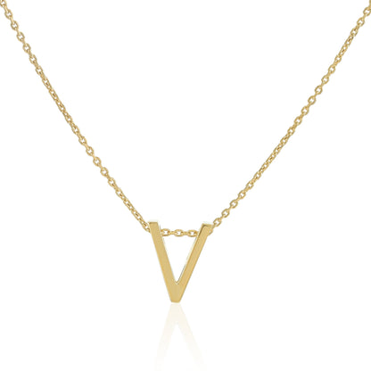 18ct 1 micron gold plated Initial V Necklace PSJCNP - VG - FJewellery
