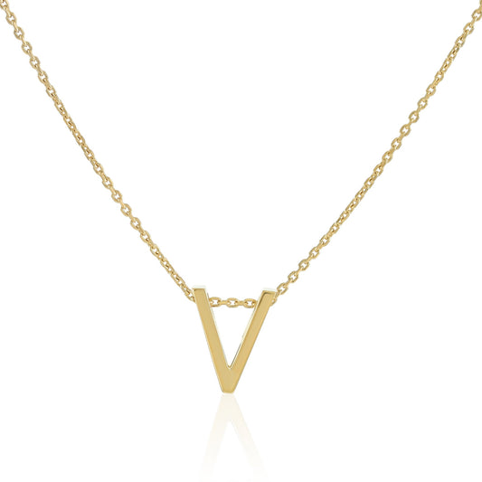 18ct 1 micron gold plated Initial V Necklace PSJCNP - VG - FJewellery