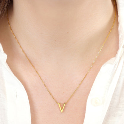 18ct 1 micron gold plated Initial V Necklace PSJCNP - VG - FJewellery