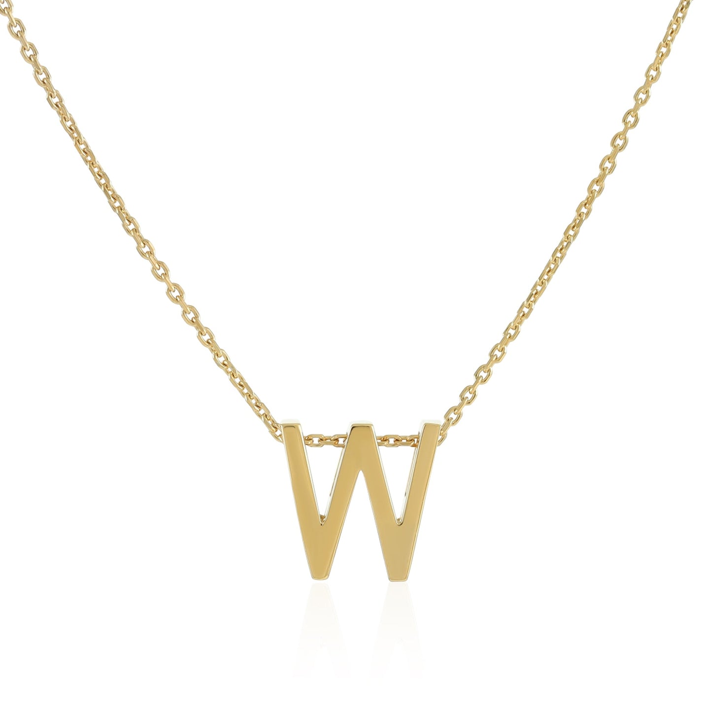 18ct 1 micron gold plated Initial W Necklace PSJCNP - WG - FJewellery