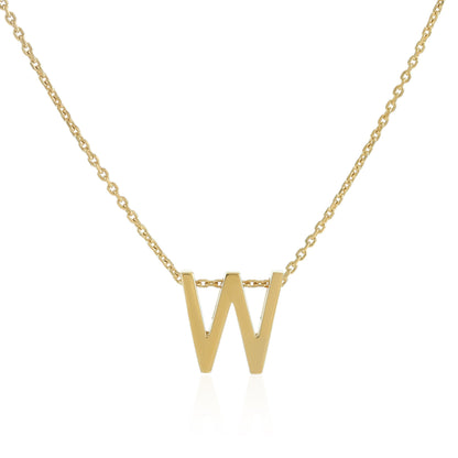 18ct 1 micron gold plated Initial W Necklace PSJCNP - WG - FJewellery