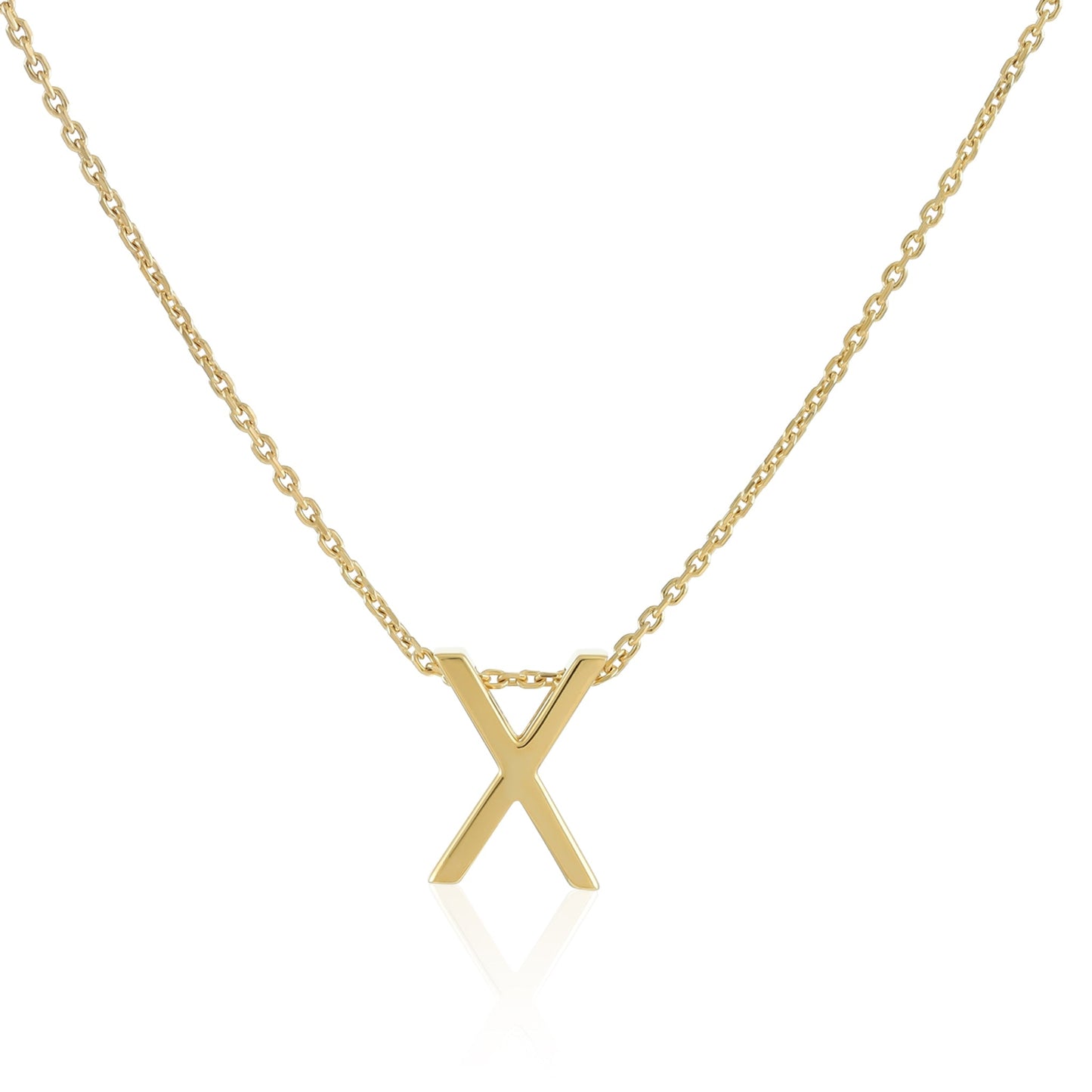 18ct 1 micron gold plated Initial X Necklace PSJCNP - XG - FJewellery