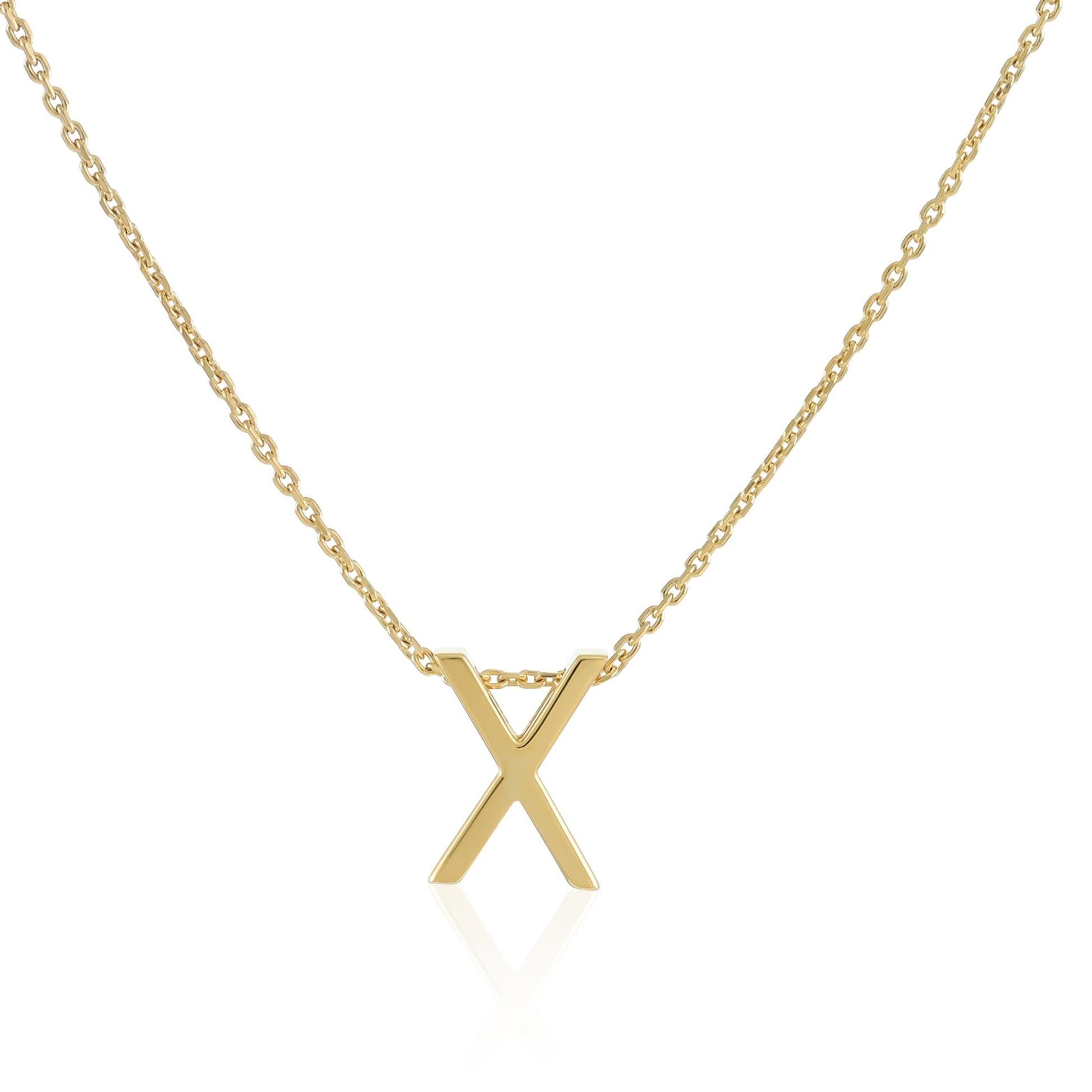 18ct 1 micron gold plated Initial X Necklace PSJCNP - XG - FJewellery
