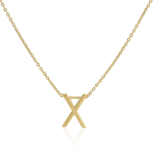 18ct 1 micron gold plated Initial X Necklace PSJCNP - XG - FJewellery