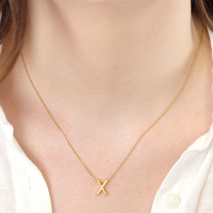 18ct 1 micron gold plated Initial X Necklace PSJCNP - XG - FJewellery