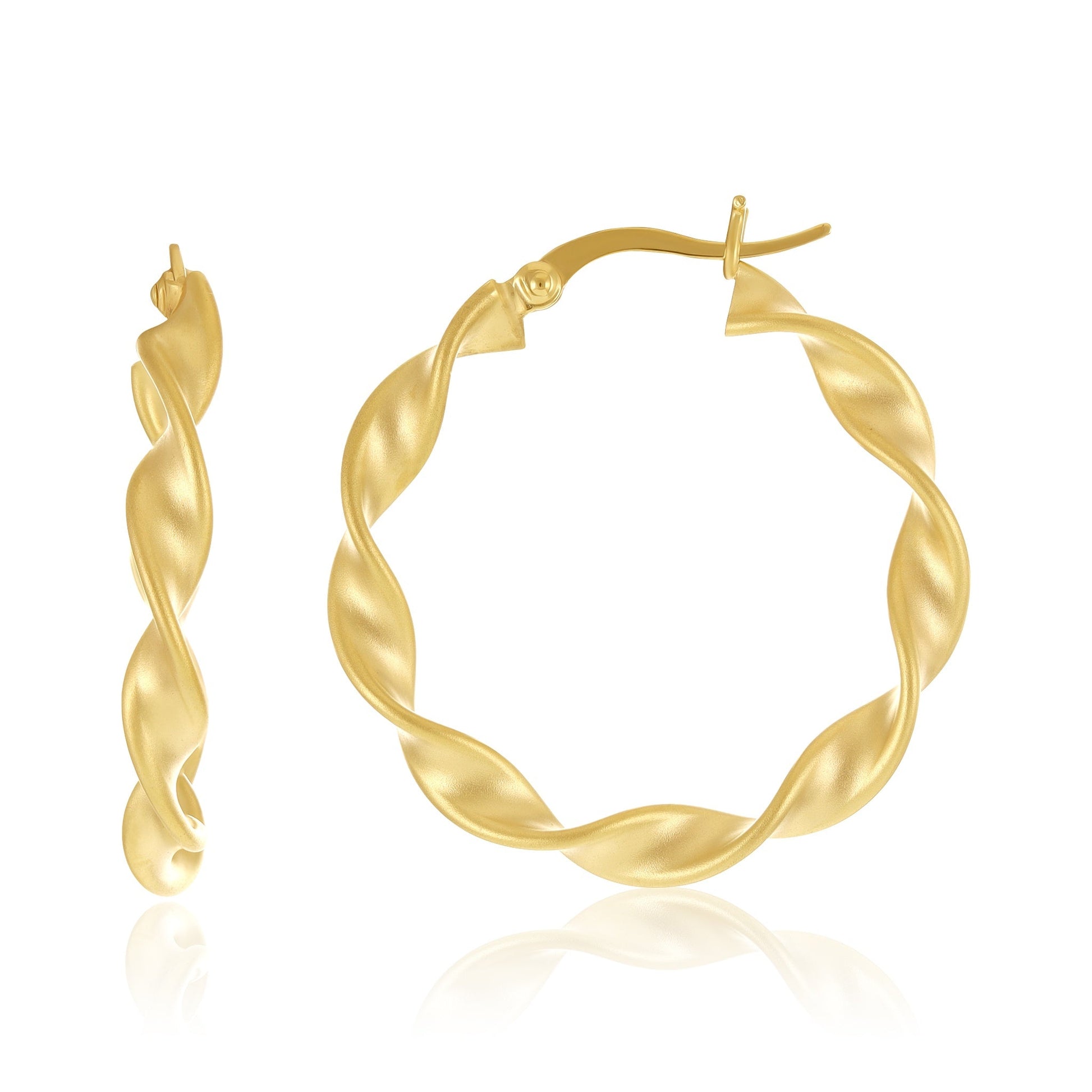 18ct 1 Micron Gold plated plain hoop earrings PER2001 - FJewellery