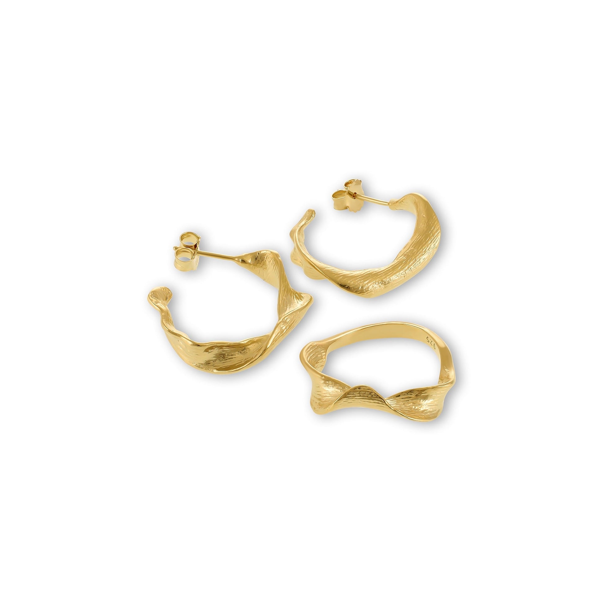 18ct 1 Micron gold plated silver earrings PER3016 - FJewellery