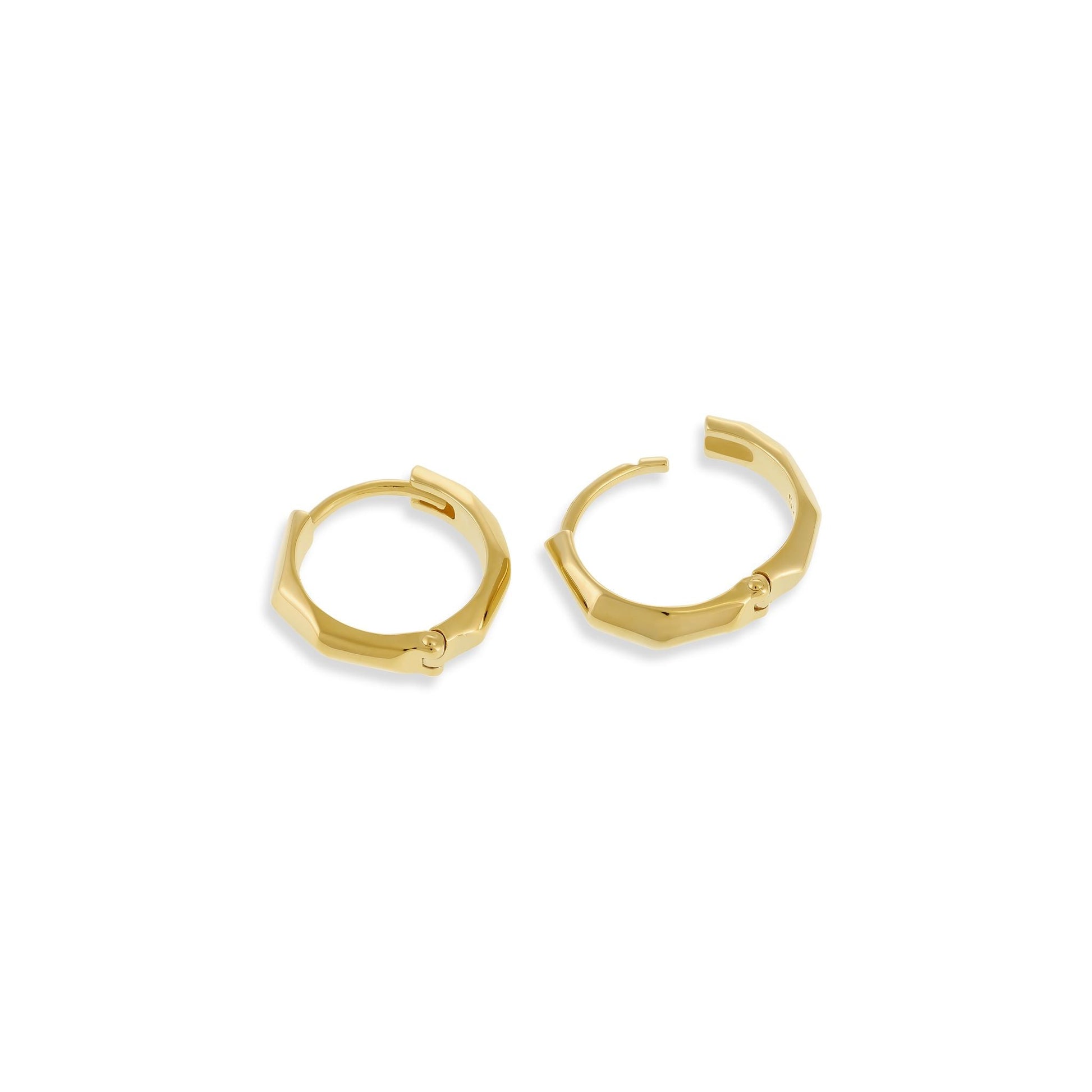 18ct 1 micron gold plated silver earrings with hexaganol design PER3009 - FJewellery