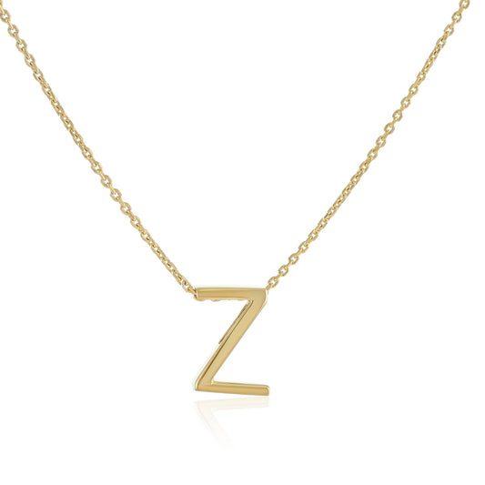 18ct 1 micron gold plated silver initial Z necklace PSJCNP - ZG - FJewellery