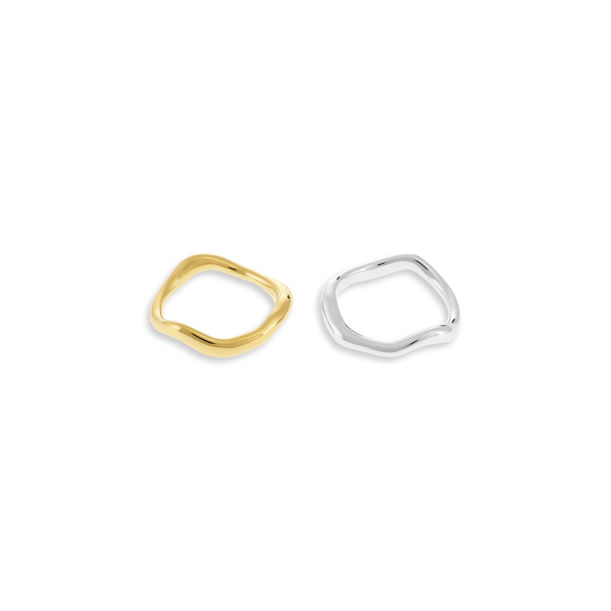 18ct 1 micron gold plated silver wavy ring PRN3007 - FJewellery