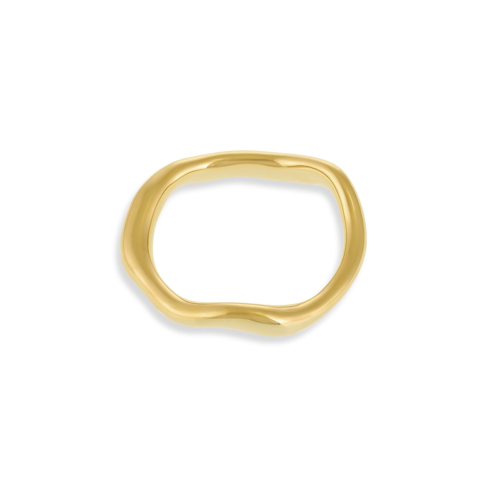 18ct 1 micron gold plated silver wavy ring PRN3007 - FJewellery
