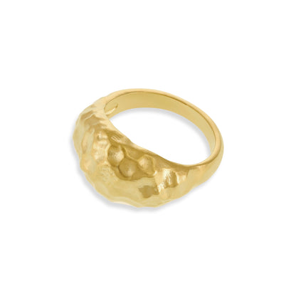 18ct 1 Micron Gold Plated Sterling Silver Large 'nugget' Ring PRN3006