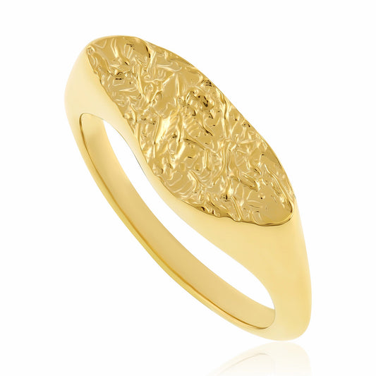 18ct 1 micron gold plated sterling silver nugget ring PRN3004 - FJewellery
