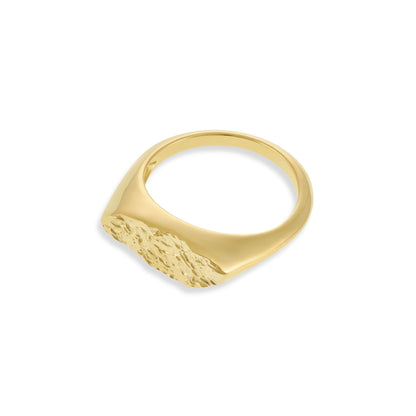 18ct 1 Micron Gold Plated Sterling Silver Nugget Ring PRN3004