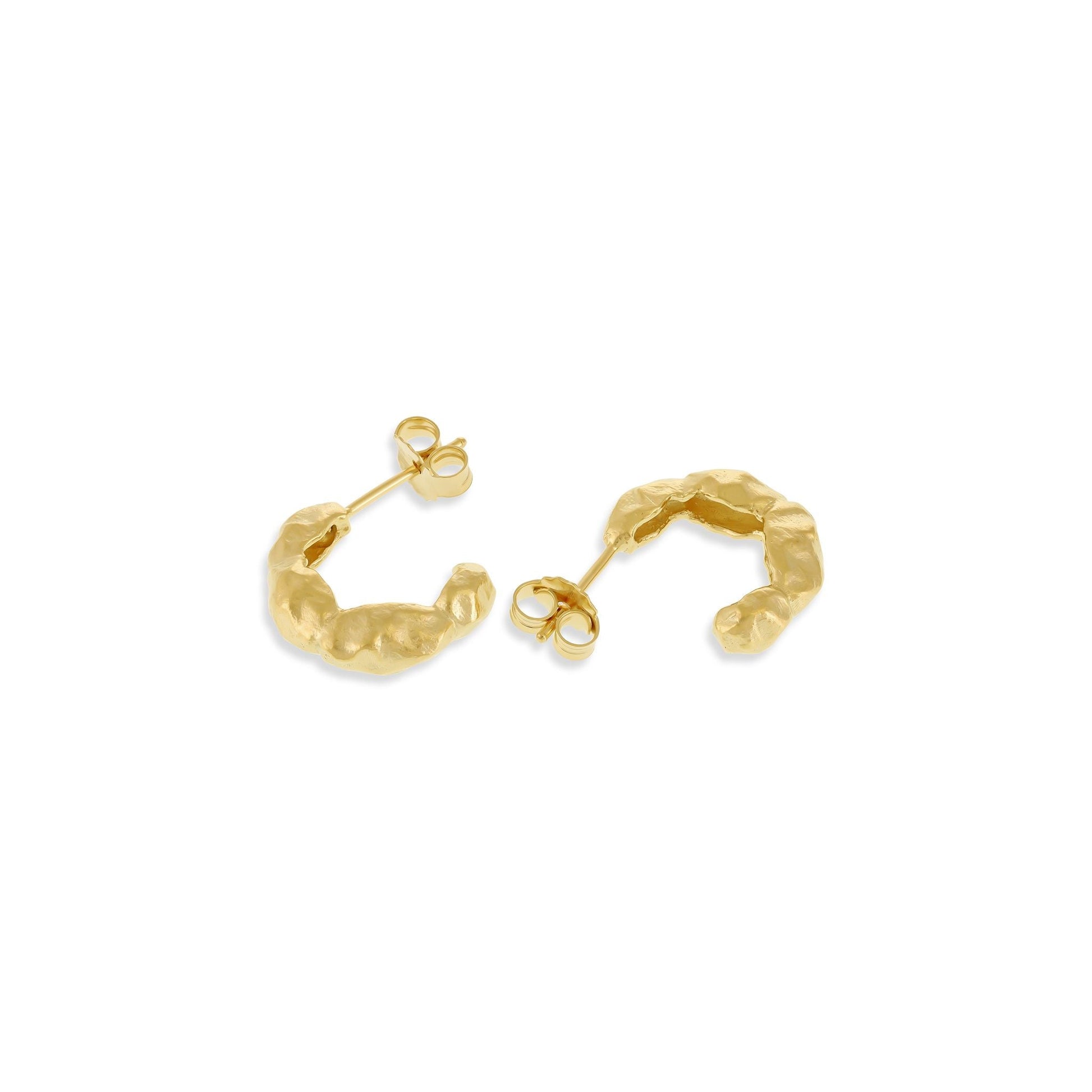 18ct 1 micron gold plated sterling silver small nugget hoop earring PER3005 - FJewellery