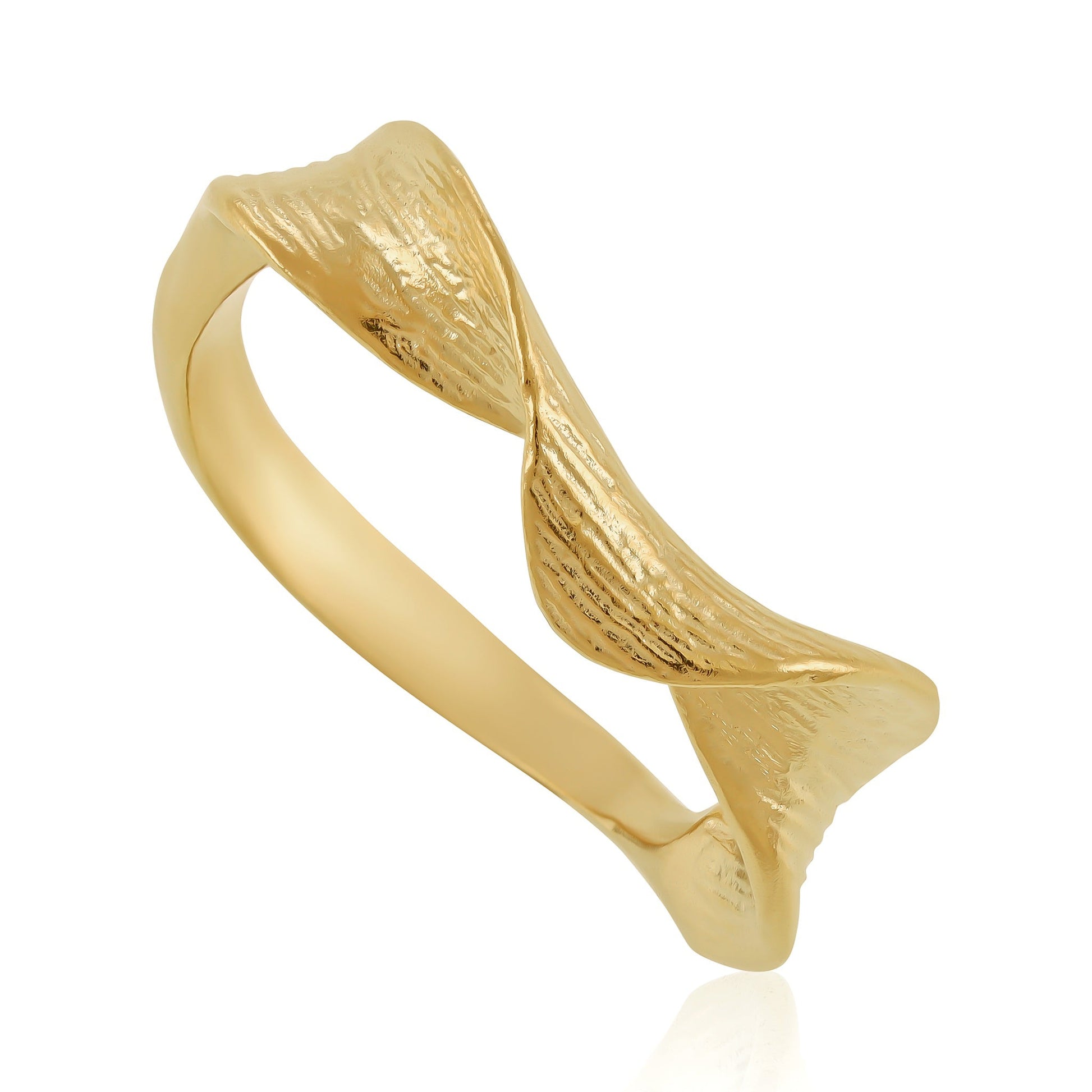 18ct 1 micron gold plated sterling silver twisted rings PRN3011 - FJewellery