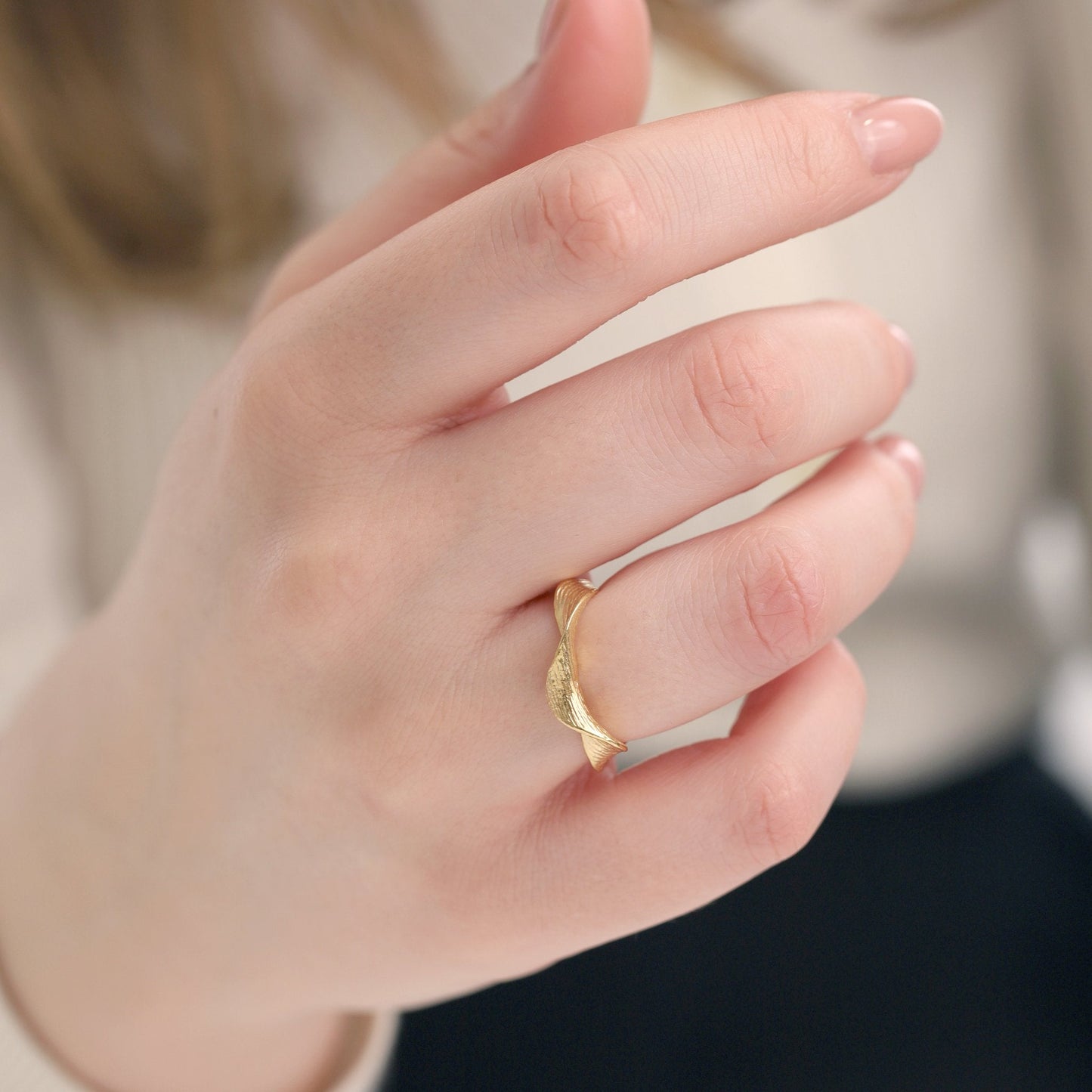 18ct 1 Micron Gold Plated Sterling Silver Twisted Rings PRN3011