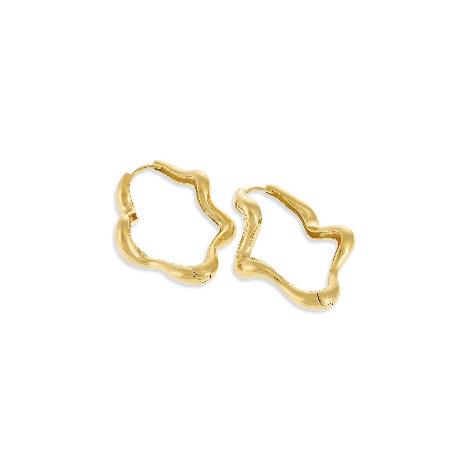 18ct 1 micron gold plated sterling silver wavy hoop earrings PER3011 - FJewellery