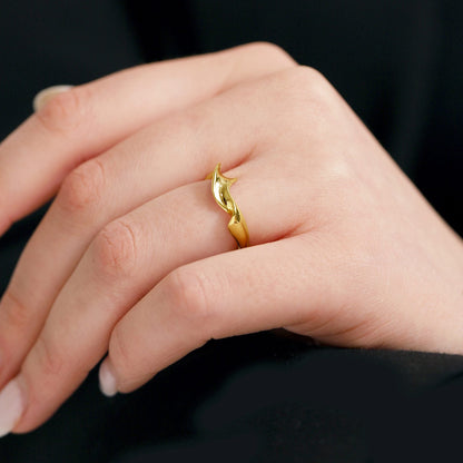 18ct 1 Micron Gold Plated Twisted Silver Ring PRN3005